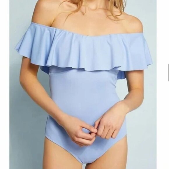 NWT Eberjey So Solid Margarita 1PC One Piece Ruffle Swimsuit Sz  M - Picture 1 of 13